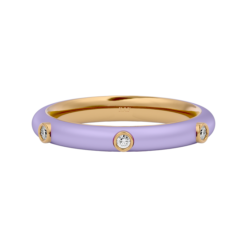 Lilac Enamel Diamond Ring