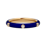 Solid Gold Navy Blue Enamel Diamond Ring