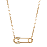 Solid Gold Diamond Safety Pin Necklace