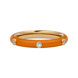 Solid Gold Orange Enamel Diamond Ring