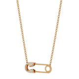 Solid Gold Diamond Safety Pin Necklace
