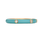 Solid Gold Light Blue Enamel Diamond Ring