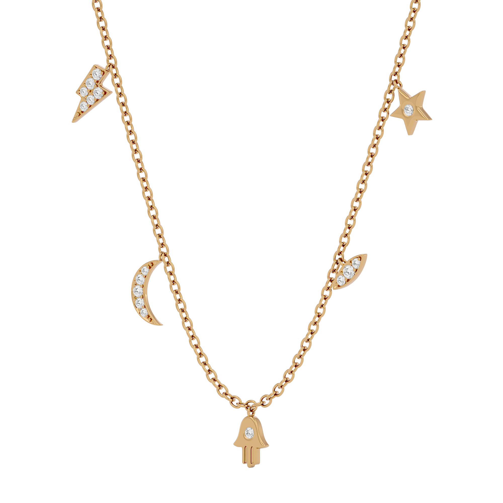 Solid Gold Lucky Charms Diamond Necklace