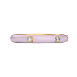 Solid Gold Light Pink Enamel Diamond Ring