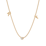 Solid Gold Diamond Initial Personalized Necklace