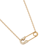 Solid Gold Diamond Safety Pin Necklace