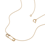 Solid Gold Diamond Safety Pin Necklace