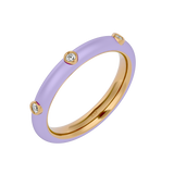 Solid Gold Lilac Enamel Diamond Ring