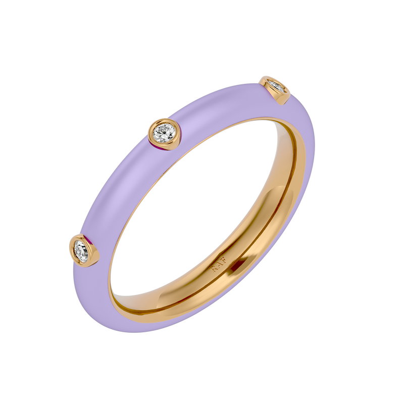 Lilac Enamel Diamond Ring