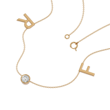 Solid Gold Diamond Initial Personalized Necklace