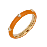 Solid Gold Orange Enamel Diamond Ring
