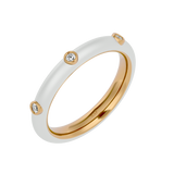Solid Gold White Enamel Diamond Ring