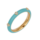 Solid Gold Light Blue Enamel Diamond Ring