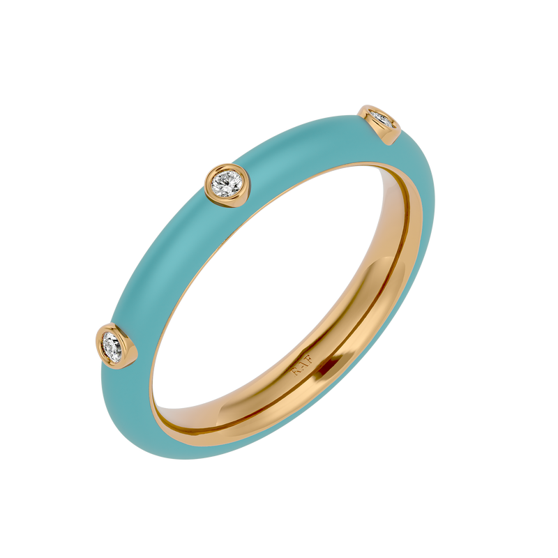 Light Blue Enamel Diamond Ring