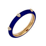 Solid Gold Navy Blue Enamel Diamond Ring