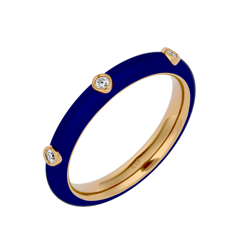 Navy Blue Enamel Diamond Ring