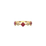 Solid Gold Ruby and Diamond Floral Ring