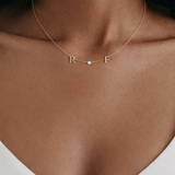 Solid Gold Diamond Initial Personalized Necklace