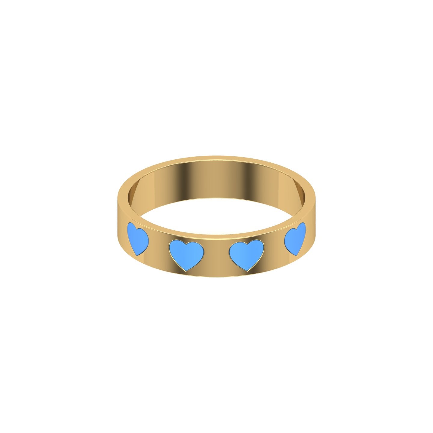 Solid Gold Heart Enamel Wedding Band