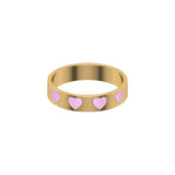 Solid Gold Heart Enamel Wedding Band