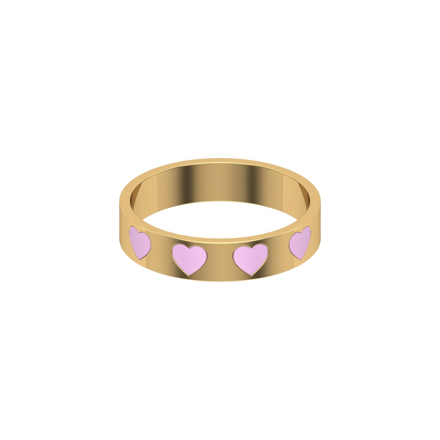 Solid Gold Heart Enamel Wedding Band