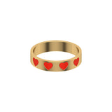 Solid Gold Heart Enamel Wedding Band