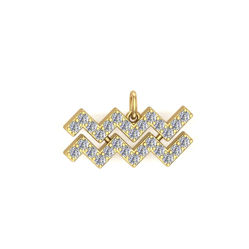 Solid Gold Diamond Zodiac Charm