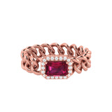 Solid Gold Ruby Diamond Chain Link Ring