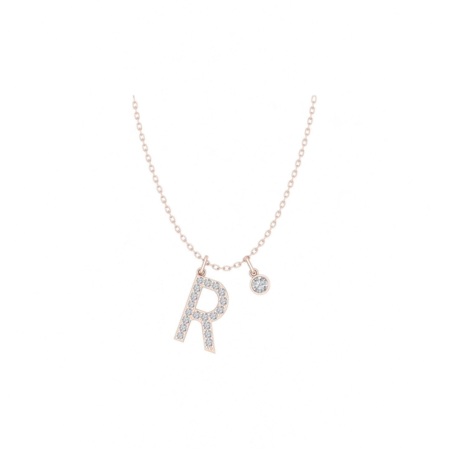 Solid Gold Diamond Letter Birthstone Necklace