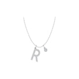 Solid Gold Diamond Letter Birthstone Necklace
