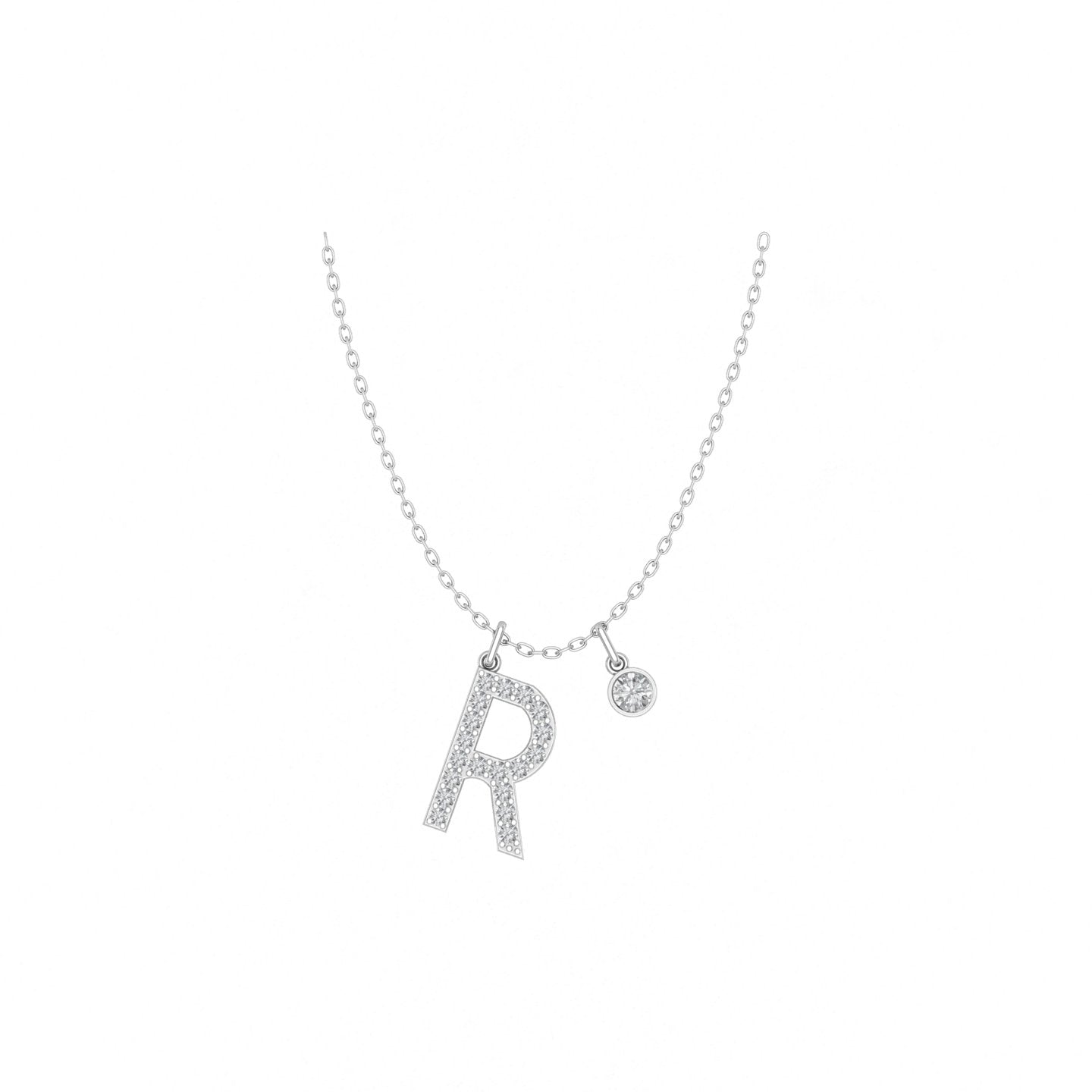 Solid Gold Diamond Letter Birthstone Necklace