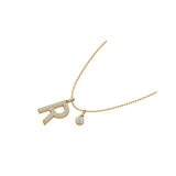 Solid Gold Diamond Letter Birthstone Necklace