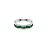 Solid Gold Half Eternity Emerald And Diamond Ring
