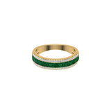 Solid Gold Half Eternity Emerald And Diamond Ring