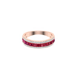 Solid Gold Half Eternity Ruby and Diamond Ring