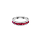 Solid Gold Half Eternity Ruby and Diamond Ring