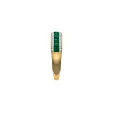 Solid Gold Half Eternity Emerald And Diamond Ring