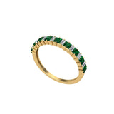 Solid Gold Emerald Diamond Half Eternity Band