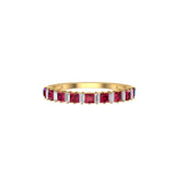 Solid Gold Ruby Diamond Half Eternity Wedding Band