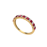 Solid Gold Ruby Diamond Half Eternity Wedding Band