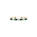 Solid Gold Emerald Diamond Baguette Band
