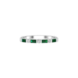 Solid Gold Emerald Diamond Baguette Band