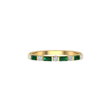 Solid Gold Emerald Diamond Baguette Band