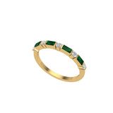 Solid Gold Emerald Diamond Baguette Band