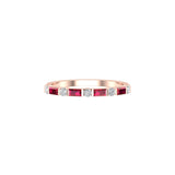 Solid Gold Baguette Ruby Diamond Band