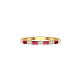 Solid Gold Baguette Ruby Diamond Band