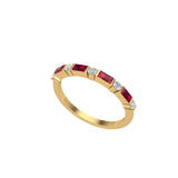 Solid Gold Baguette Ruby Diamond Band