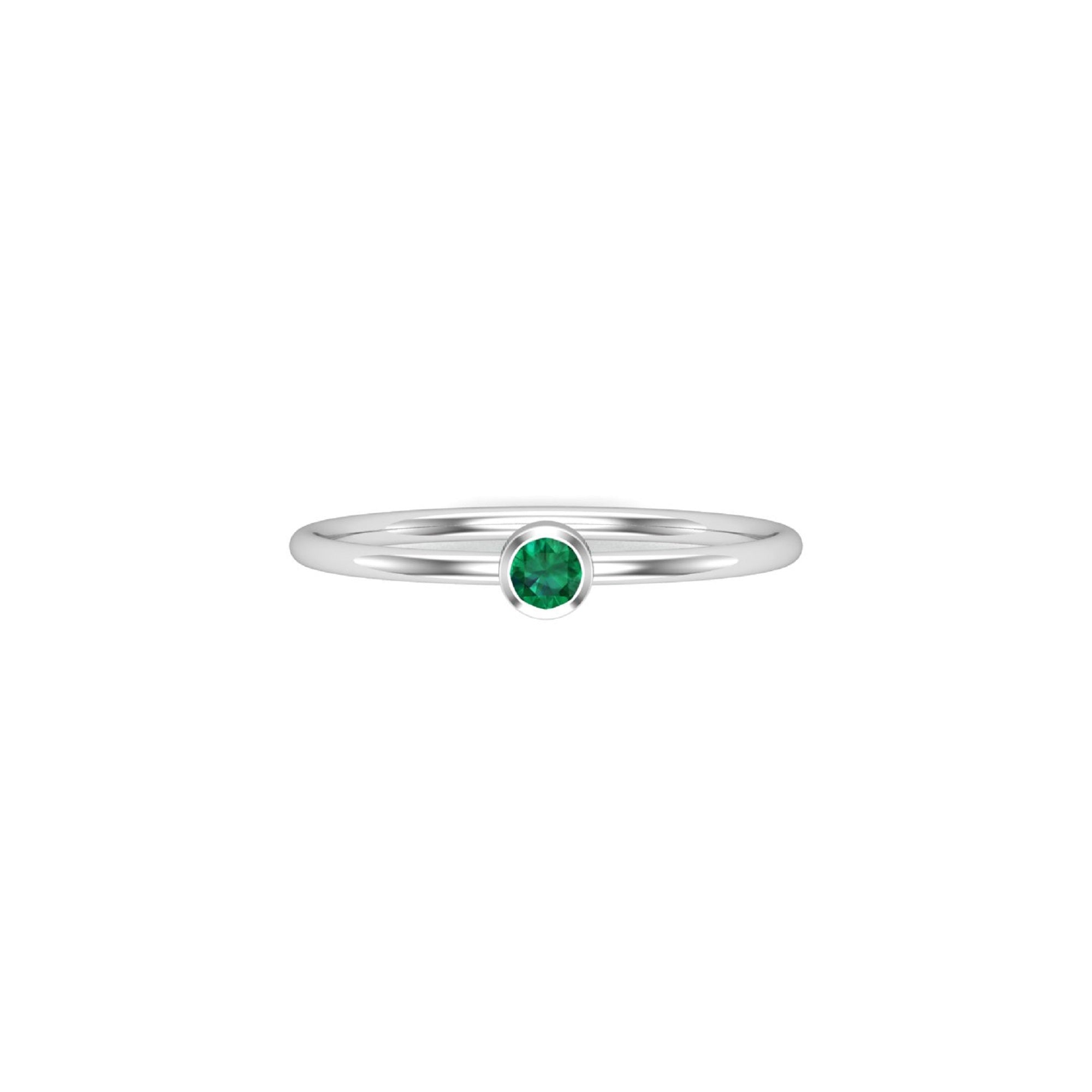 Solid Gold Emerald Solitaire Ring