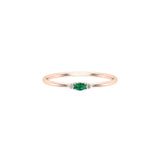 Solid Gold Emerald Tiny Oval Ring