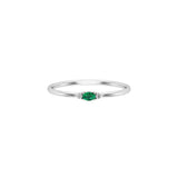Solid Gold Emerald Tiny Oval Ring